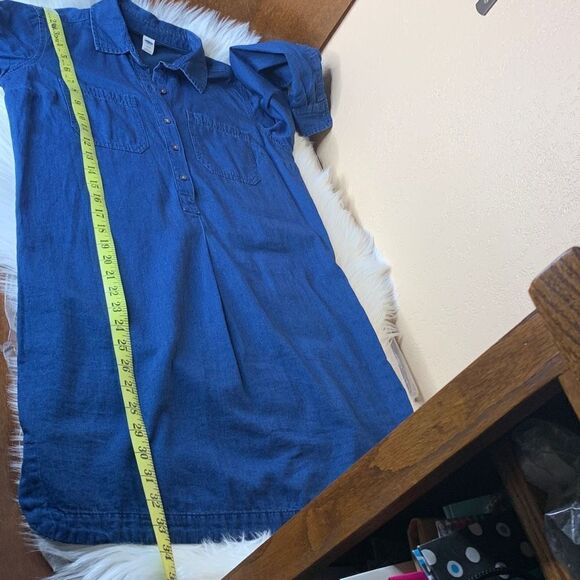 Old Navy Dark Navy Wash Chambray Long Sleeve Shirt Dress 100% Cotton Size XS - Picture 10 of 10